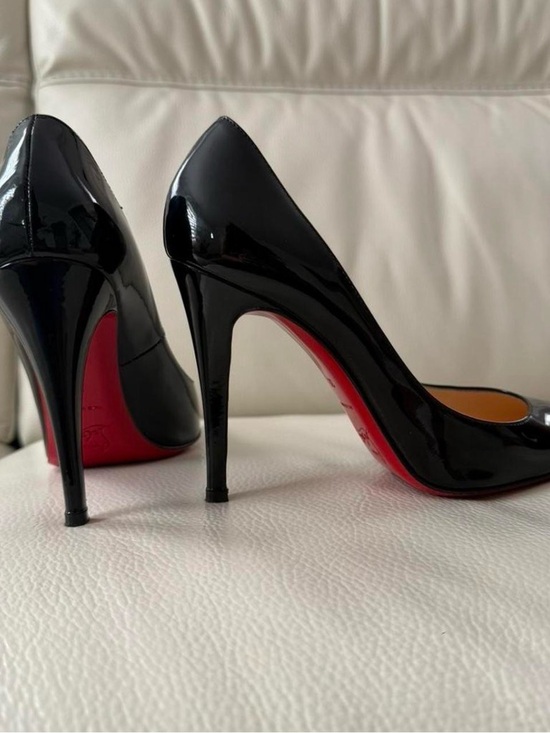 Christian Louboutin Shoes - Christian Louboutin Black Patent Square Toe Pumps with Red Sole